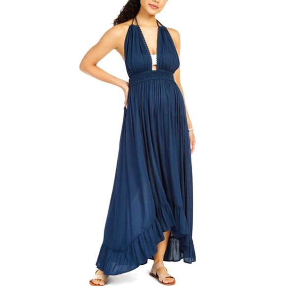 Raviya Ruffled Halter Cover-Up Maxi Dress - Picture 1 of 13